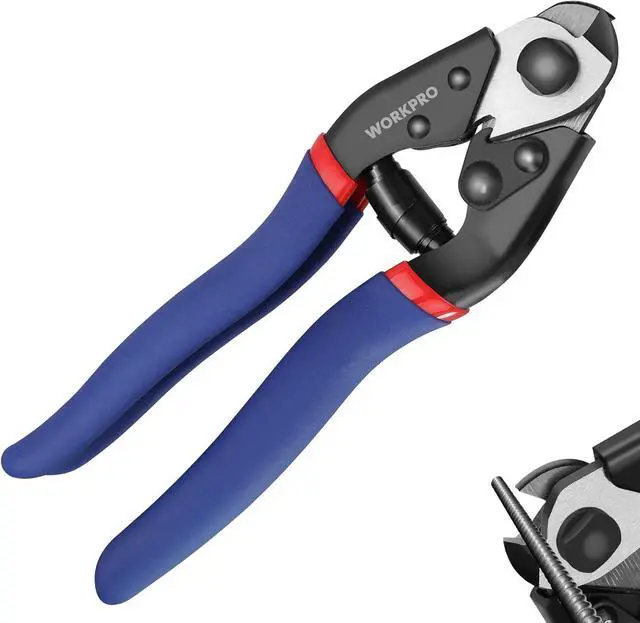 Main image of WORKPRO Cable Cutter, 7-1/2 Inch Heavy Duty Wire Rope Cutter | Cr-V Steel Wire Cable with Safety Lock, Non-Slip Handle For Hard Wire Ropes, Steel Wires And Aircraft Cables