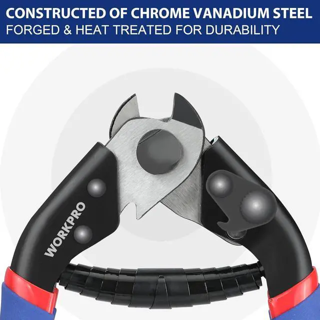 Alt view image 3 of 7 - WORKPRO Cable Cutter, 7-1/2 Inch Heavy Duty Wire Rope Cutter | Cr-V Steel Wire Cable with Safety Lock, Non-Slip Handle For Hard Wire Ropes, Steel Wires And Aircraft Cables