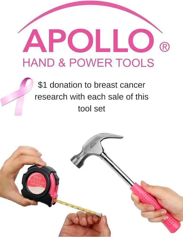 Alt view image 6 of 7 - Apollo 135 Piece Household Tool Kit Pink with Pivoting Dual-Angle 3.6 V Lithium-Ion Cordless Screwdriver - DT0773N1