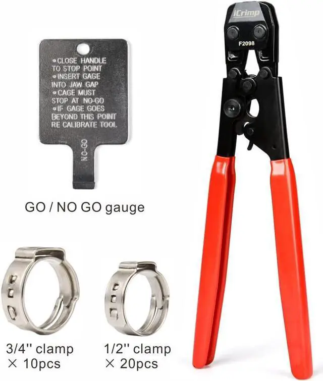 Alt view image 2 of 7 - IWISS PEX Cinch Clamp Crimping Tool for Stainless Steel Clamps from 3/8-inch to 1-inch with Calibration Gauge 20pcs 1/2-inch and 10 pcs 3/4-inch Clamps Suit ASTM F2098 Standards