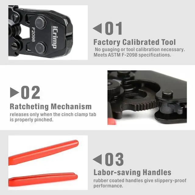 Alt view image 3 of 7 - IWISS PEX Cinch Clamp Crimping Tool for Stainless Steel Clamps from 3/8-inch to 1-inch with Calibration Gauge 20pcs 1/2-inch and 10 pcs 3/4-inch Clamps Suit ASTM F2098 Standards