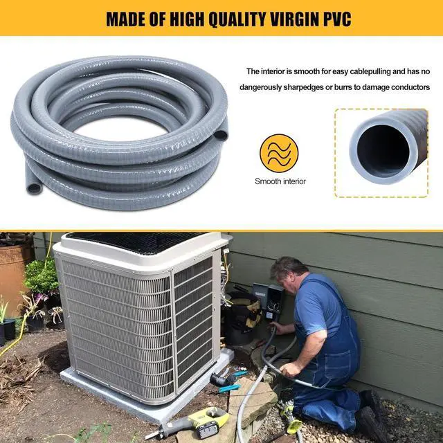 Alt view image 5 of 7 - Wocloer Liquid-Tight Conduit - 1inch 50 Foot Flexible Non Metallic Liquid Tight Electrical Conduit Kit, with 6 Straight and 3 Angle Fittings Included. 1" Dia