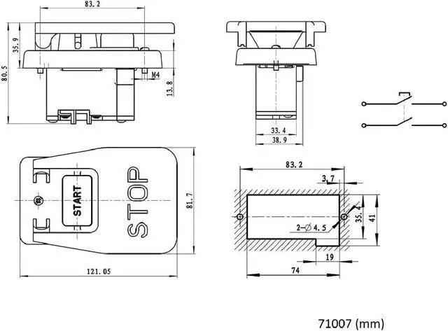 Alt view image 6 of 7 - POWERTEC 120V/230V Dual Voltage Paddle Switch w/Screws, 28 Amps, Knee Paddle for Power Tools for Gang Box Installation, Fits Table Saw, Router Table, Drill Press, Bench Saw, Bandsaw (71651)