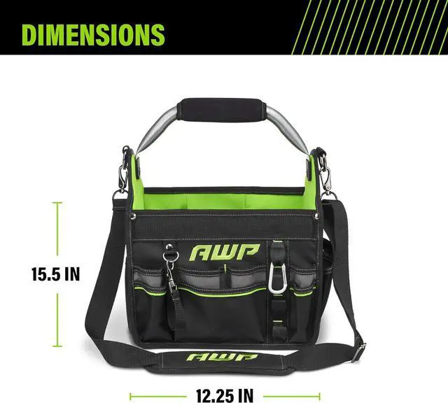 Alt view image 4 of 7 - AWP 12 Inch Pro Tool Tote with Rotating Handle for Easy Tool Access, Water-Resistant Construction