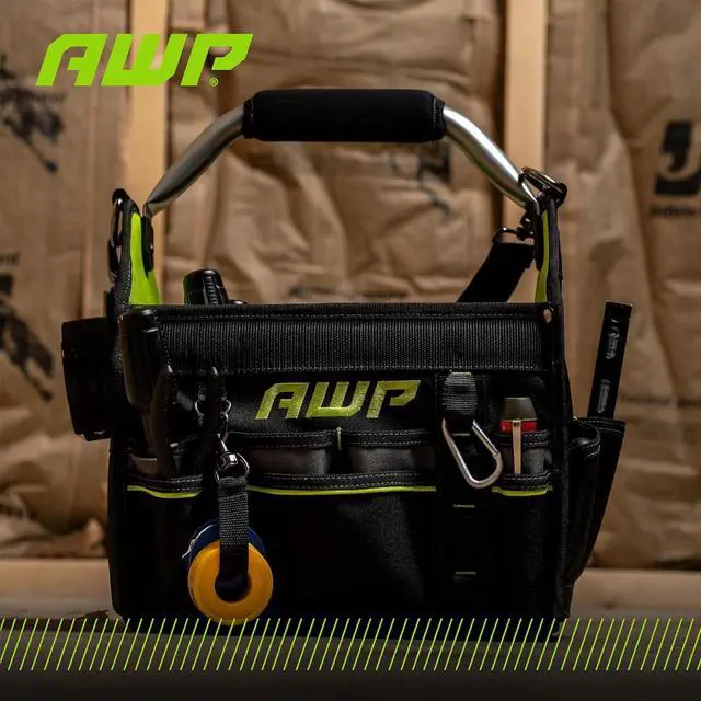 Alt view image 7 of 7 - AWP 12 Inch Pro Tool Tote with Rotating Handle for Easy Tool Access, Water-Resistant Construction