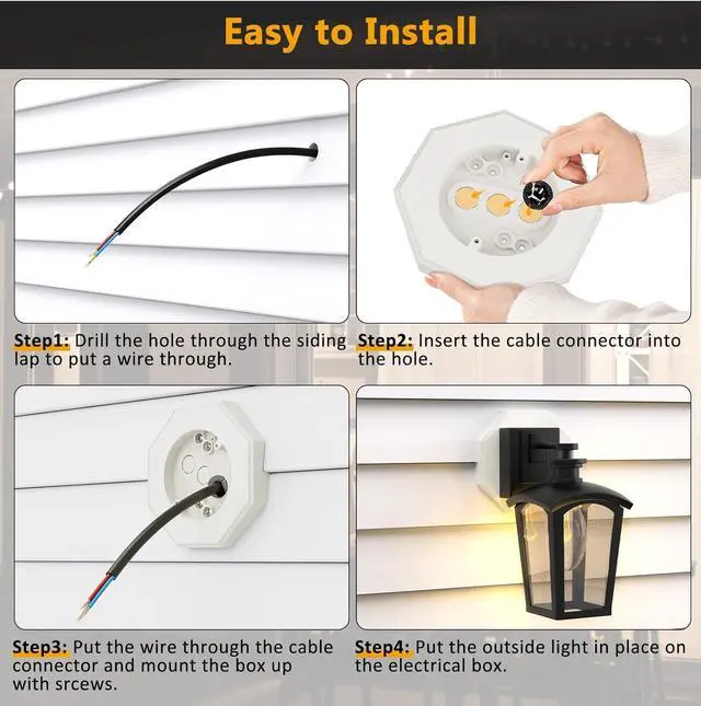Alt view image 4 of 7 - Siding Mounting Block, Siding Mounting Kit with Built-in Electrical Box, Vertical Lamps Mounting Plate Siding Light Blocks for 1/2 inch Lap Siding, White