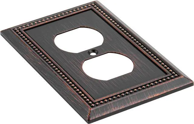 Alt view image 2 of 7 - Sunken Pearls Heavy Duty Decorative Wall Plate Switch Plate Outlet Cover (Single Duplex, 3 Pack, Aged Bronze)