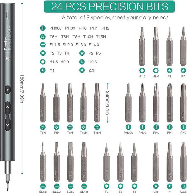 Alt view image 2 of 7 - ORIA Electric Screwdriver, (New Version) 28 in 1 Mini Electric Screwdriver Set, Rechargeable Repair Tools Kit, Precision Screwdriver with Type-C Charging, for Smartphones,Toys, PC