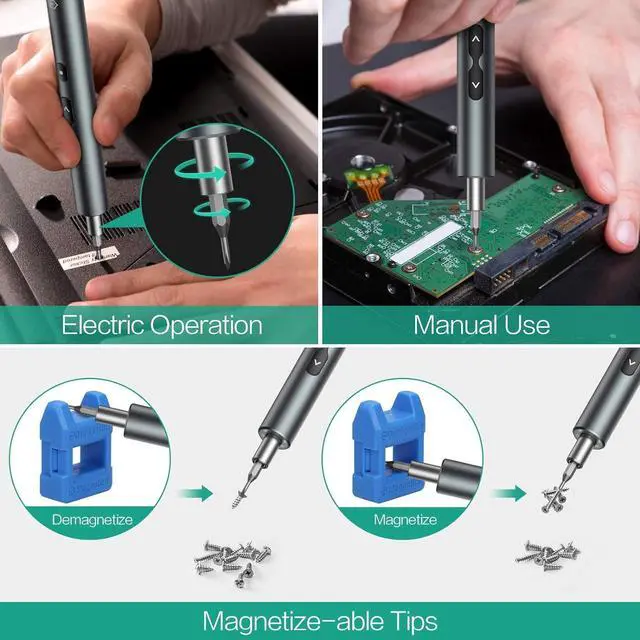Alt view image 6 of 7 - ORIA Electric Screwdriver, (New Version) 28 in 1 Mini Electric Screwdriver Set, Rechargeable Repair Tools Kit, Precision Screwdriver with Type-C Charging, for Smartphones,Toys, PC