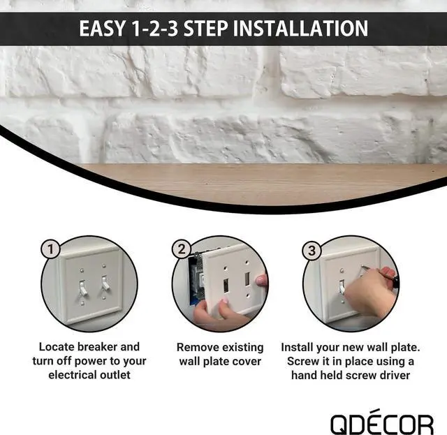 Alt view image 5 of 7 - Questech Decor Single Duplex Insulated Electrical Outlet Covers Wall Plate, 1-Gang Single Switch Plate Standard Size Receptacle Cover, Decorative Architectural Cornice, White, 6 Pack