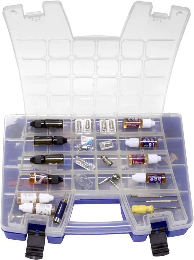 Alt view image 3 of 7 - Akro-Mils 06118 Multi Compartment Hardware and Crafts Portable Organizer Storage Case, (18-Inch x 13-Inch x 4-Inch), Blue