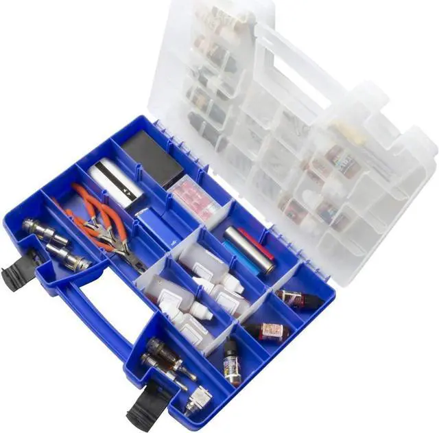 Alt view image 4 of 7 - Akro-Mils 06118 Multi Compartment Hardware and Crafts Portable Organizer Storage Case, (18-Inch x 13-Inch x 4-Inch), Blue