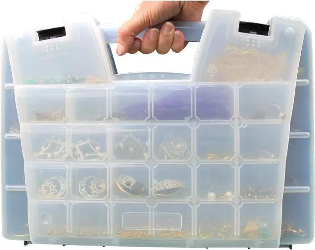 Alt view image 7 of 7 - Akro-Mils 06118 Multi Compartment Hardware and Crafts Portable Organizer Storage Case, (18-Inch x 13-Inch x 4-Inch), Blue