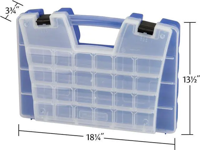 Alt view image 6 of 7 - Akro-Mils 06118 Multi Compartment Hardware and Crafts Portable Organizer Storage Case, (18-Inch x 13-Inch x 4-Inch), Blue