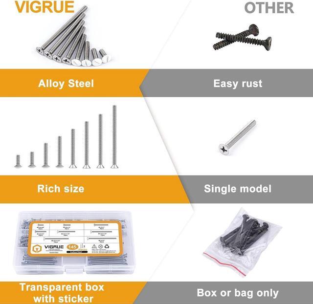 Alt view image 5 of 7 - VIGRUE 145PCS Extra Long Outlet Screws Long Electrical Outlet Screws Wall Plate Screws White Machine Screws Device Mounting Screws Outlet Plate Screw Faceplate Screw