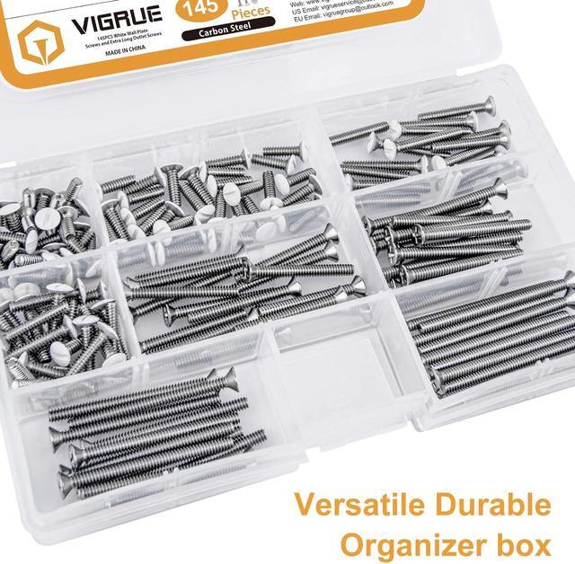 Alt view image 7 of 7 - VIGRUE 145PCS Extra Long Outlet Screws Long Electrical Outlet Screws Wall Plate Screws White Machine Screws Device Mounting Screws Outlet Plate Screw Faceplate Screw