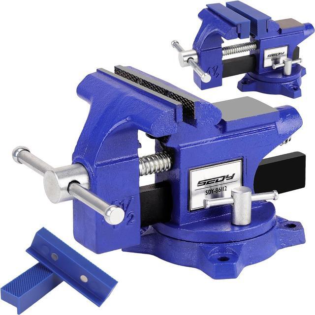 Main image of Heavy Duty Bench Vise 4.5 Inch: Table Clamp Woodworking Vice Press Drill Tools Workbench Wood Metal Pipe Work Shop Block Swivel Slide Cross Welding Machine Kit Milling Grip Precision Magnetic Jaw Pad