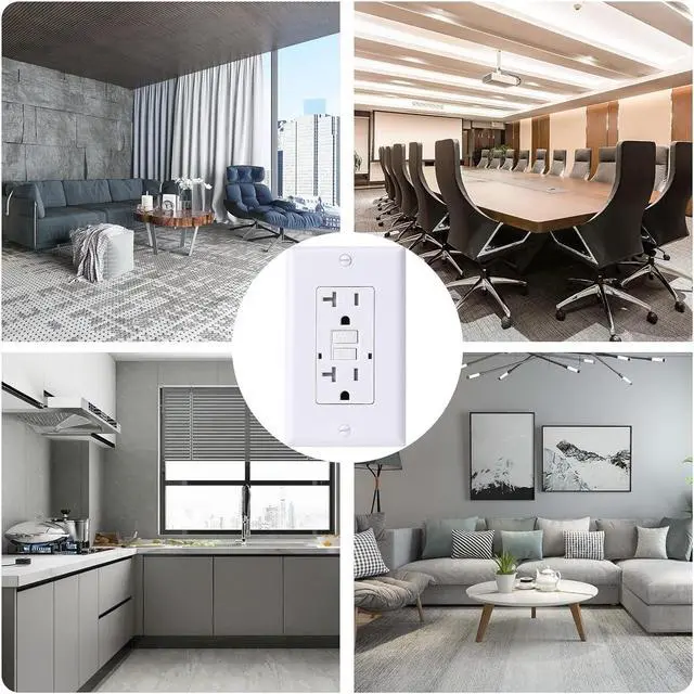 Alt view image 7 of 7 - OMEENET 20 Amp GFCI Outlet, Tamper Resistant, Self Test GFI Receptacle with 2 LED Indicator, 20Amp Ground Fault Circuit Interrupter Outlet for Kitchen, Bathroom,Indoor Use, UL Listed, White (2 Pack)
