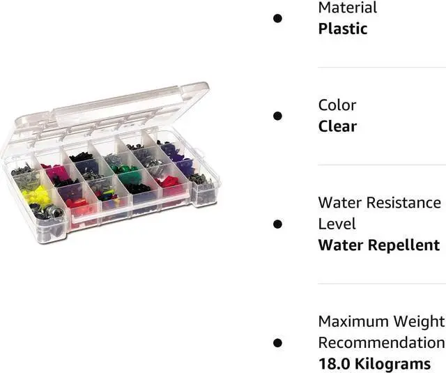 Alt view image 7 of 7 - Akro-Mils 05905 Plastic Portable Parts Storage Case for Hardware and Crafts with Hinged Lid and 5 Adjustable Dividers, (14-3/8-Inch x 9-1/2-Inch x 2-1/2-Inch), Large, Clear