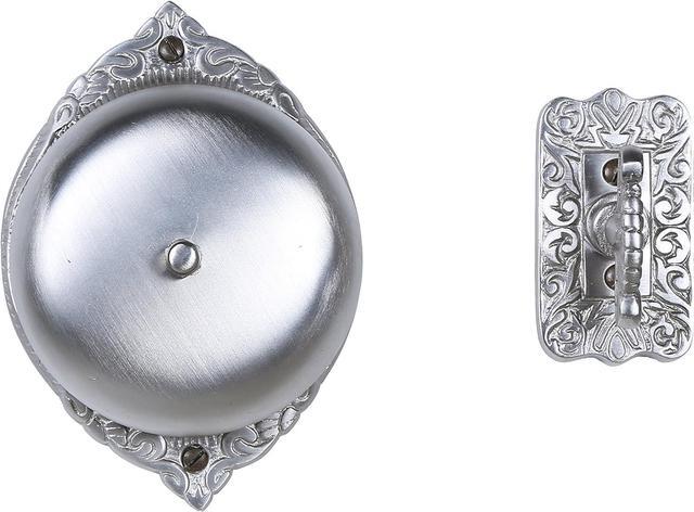 Main image of A29 Decorative Mechanical Doorbell - Old Fashioned Twist Door Bell with Manual Hand Turn Chime - Vintage Solid Brass Doorbell in Satin Nickel Finish - Non-Electric, Wireless Victorian Doorbell