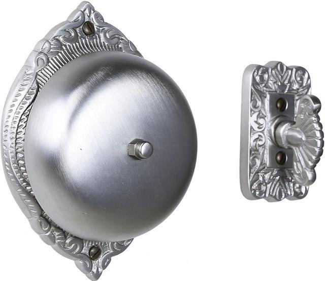 Alt view image 2 of 7 - A29 Decorative Mechanical Doorbell - Old Fashioned Twist Door Bell with Manual Hand Turn Chime - Vintage Solid Brass Doorbell in Satin Nickel Finish - Non-Electric, Wireless Victorian Doorbell