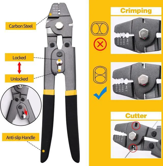 Alt view image 3 of 7 - 328ft Wire Rope Crimping Tool Kit, Stainless Steel Wire Rope Cable with Aluminum Crimping Sleeves and Stainless Steel Thimbles for Railing, Decking, Picture Hanging (328ft)