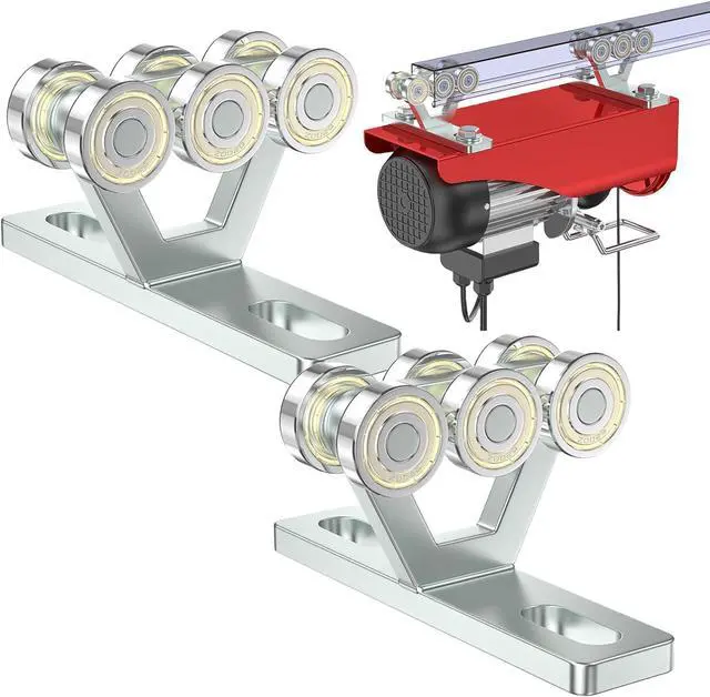 Main image of SKTREX 6 Wheel Hoist Trolley with Rollers - Strut Trolley Assembly for Electric Hoist - Fits 1-5/8" Wide and Taller Strut Channel - High Strength and Silent Operation