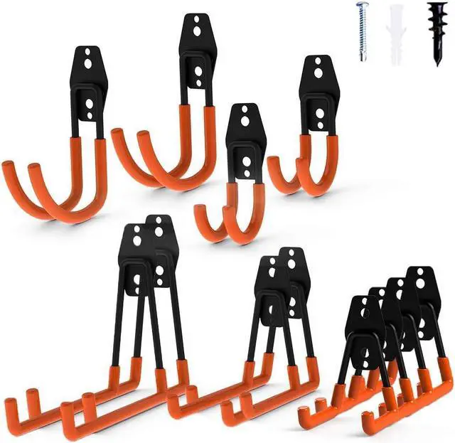 Main image of 12pack Steel Garage Storage Utility Double Hooks Organizer Heavy Duty Wall Mount Tool Holder for Organizing Power Tools Ladders Bulk Items