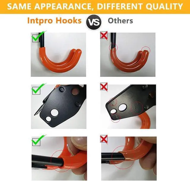 Alt view image 4 of 7 - 12pack Steel Garage Storage Utility Double Hooks Organizer Heavy Duty Wall Mount Tool Holder for Organizing Power Tools Ladders Bulk Items