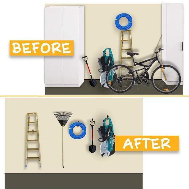 Alt view image 5 of 7 - 12pack Steel Garage Storage Utility Double Hooks Organizer Heavy Duty Wall Mount Tool Holder for Organizing Power Tools Ladders Bulk Items