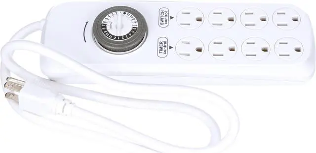 Main image of Southwire Woods Indoor 8-Outlet Power Strip Timer - Power Strip with Built-In Mechanical Timer - Programmable Outlet Strip - Grounded Outlets - Daily Power Control - White