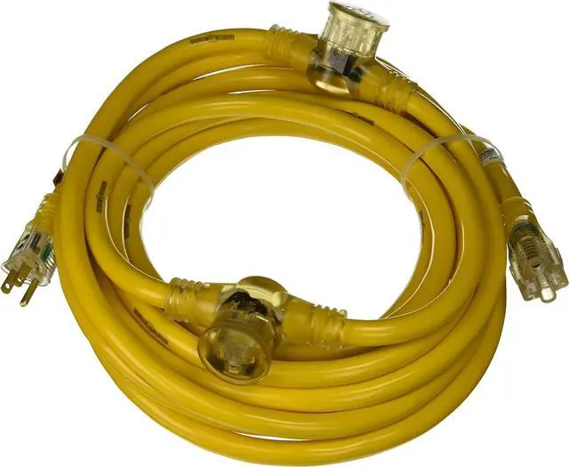 Main image of Yellow Jacket 2830 Woods STW Adapter Cord with 3-Outlet Lighted Power Block; 3 12 Awg Bare Conductor; 25 Ft L; Foot; Copper