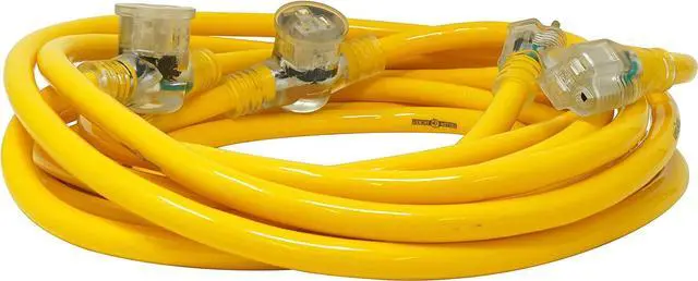 Alt view image 2 of 7 - Yellow Jacket 2830 Woods STW Adapter Cord with 3-Outlet Lighted Power Block; 3 12 Awg Bare Conductor; 25 Ft L; Foot; Copper
