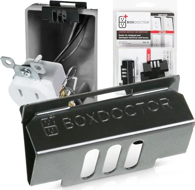 Main image of Repair Clips - Fix Loose Outlets and Switches - Electrical Wall Box Repair Clips - 10 Pack