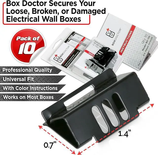 Alt view image 3 of 7 - Repair Clips - Fix Loose Outlets and Switches - Electrical Wall Box Repair Clips - 10 Pack