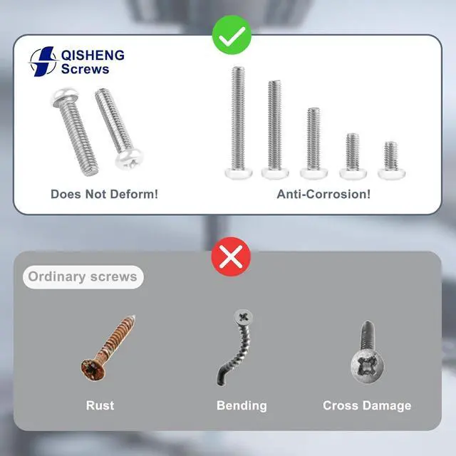 Alt view image 4 of 7 - QISHENG 100 PCS White Head #8-32X2 Stainless Steel Phillips Pan Head Machine Screws,DIY,Repair,Install Furniture and Electrical Appliances Screws,Stainless Steel 18-8 A2(304) Screw