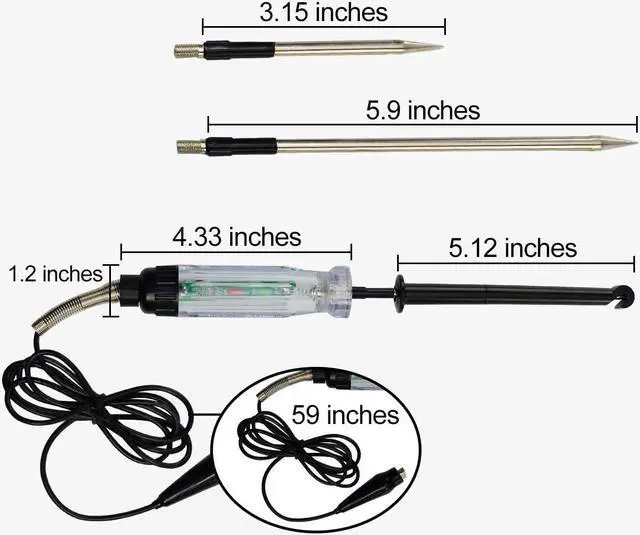 Alt view image 4 of 7 - ALLOSUN Automotive Wire Piercing DC Voltage Circuit 6V / 12V Hook Probe Tester 59 Inch Cord with LED & Buzzer Indicator