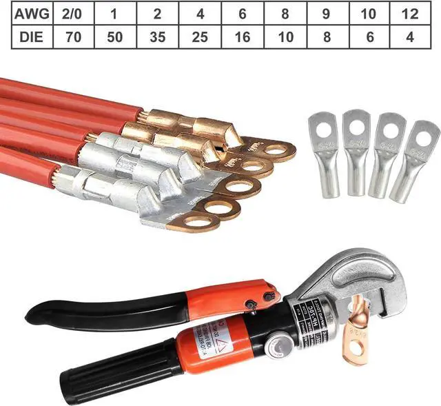 Alt view image 4 of 7 - CKE Upgraded Hydraulic Cable Crimper Hand Tool for 1/8, 3/16 Stainless Steel Cable Railing Fittings - Wire Swaging Tool-10 Ton and Stainless Steel Cable Cutter - Heavy Duty Head with 11 Dies HC05