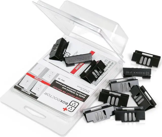 Alt view image 6 of 7 - Repair Clips - Fix Loose Outlets and Switches - Electrical Wall Box Repair Clips - 10 Pack