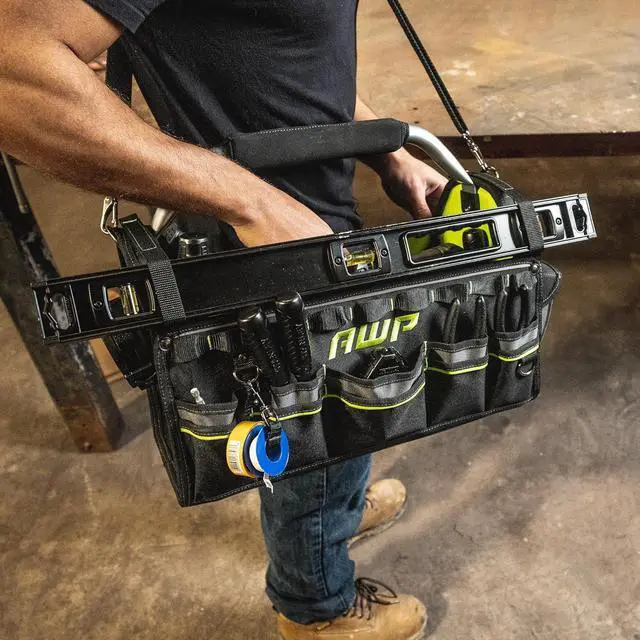 Alt view image 4 of 5 - AWP 18 Inch Pro Tool Tote with Rotating Handle for Easy Tool Access, Water-Resistant Construction