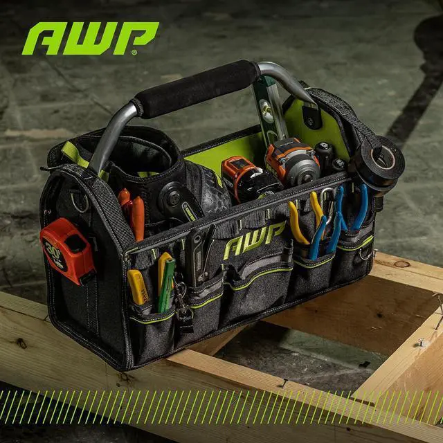 Alt view image 5 of 5 - AWP 18 Inch Pro Tool Tote with Rotating Handle for Easy Tool Access, Water-Resistant Construction