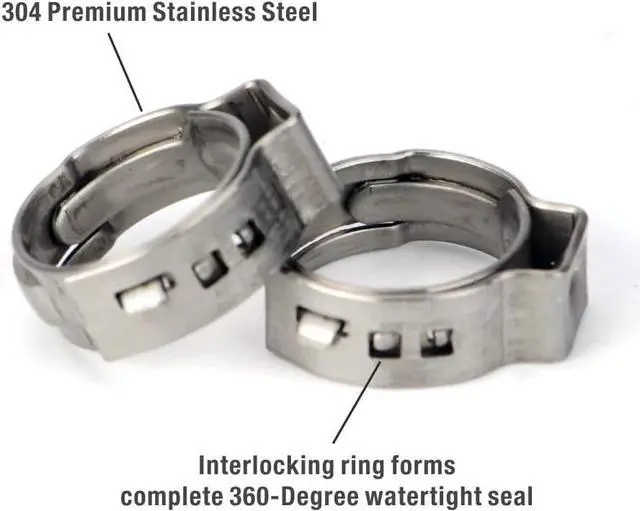 Alt view image 4 of 6 - iCrimp 1/2-inch PEX Stainless Steel Clamp Cinch Rings,Crimp Pinch Fitting Tools-100pcs Packed