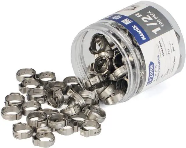 Alt view image 5 of 6 - iCrimp 1/2-inch PEX Stainless Steel Clamp Cinch Rings,Crimp Pinch Fitting Tools-100pcs Packed