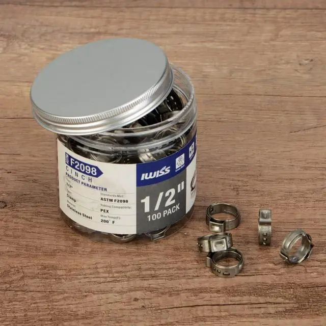 Alt view image 6 of 6 - iCrimp 1/2-inch PEX Stainless Steel Clamp Cinch Rings,Crimp Pinch Fitting Tools-100pcs Packed