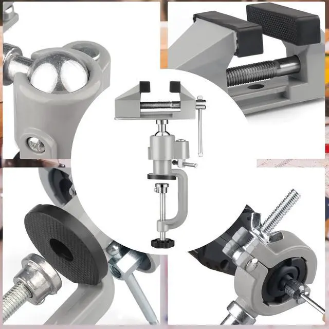 Alt view image 7 of 7 - Table Vise,2 in 1 Universal Rotate 360° Work Clamp-On Vise,Table Vice with Electric Drill/Grinder Holder for Woodworking, Drilling, Sawing, Jewelry Making,Metal Working and DIY (3'')