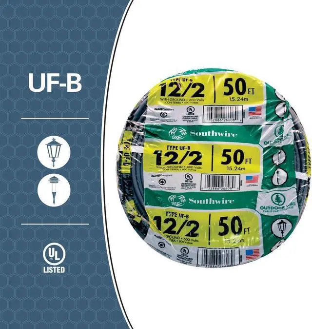 Alt view image 2 of 3 - Southwire 13055922 12/2WG UF Wire 50-Foot, Copper