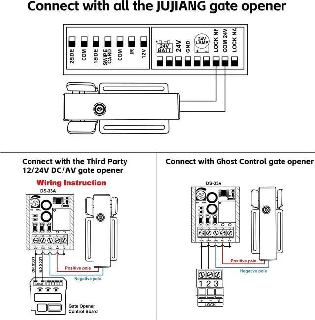 Alt view image 7 of 7 - JUJAING DS-02 Universal Automatic Electric Gate Lock for 12-24V AC/DC Swing Gate Opener Electromagnetic Gate Lock for Gate Operator System Device Safe Security Outdoor Magnetic Closer Gate Lock