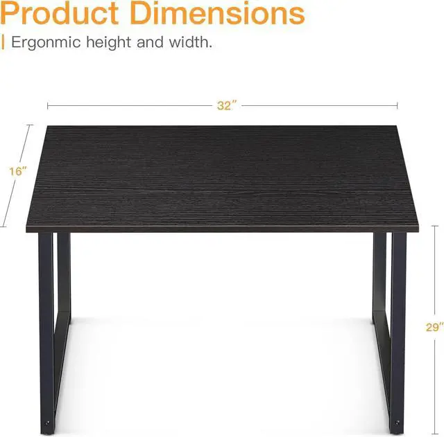 Alt view image 3 of 7 - Coleshome 32 Inch Computer Desk, Modern Simple Style Desk for Home Office, Study Student Writing Desk, Black