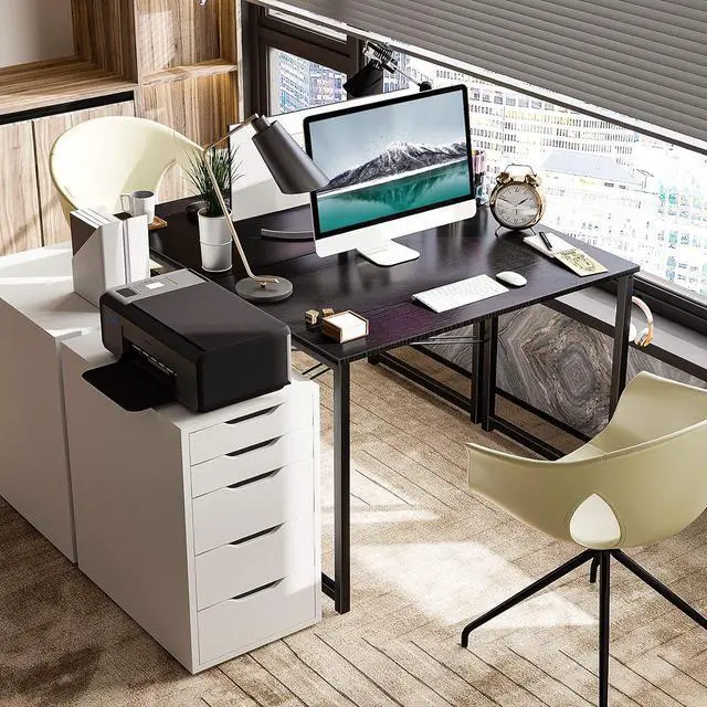 Alt view image 4 of 7 - Coleshome 32 Inch Computer Desk, Modern Simple Style Desk for Home Office, Study Student Writing Desk, Black