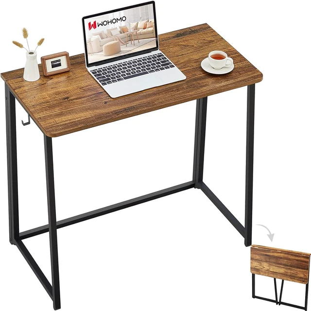 Main image of WOHOMO Folding Desk, 31.5" Foldable Computer Table for Small Spaces, Walnut
